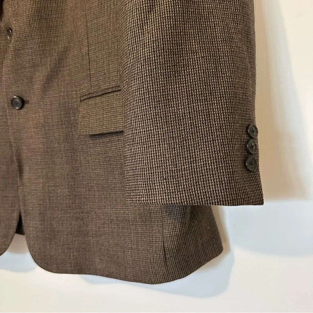 Bert Pulitzer Plaid Wool Blend Blazer Brown Two Button Mens 42